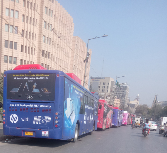 Red Bus Branding in Karachi