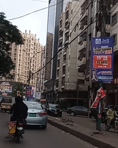 Roadside panaflex streamer in Karachi